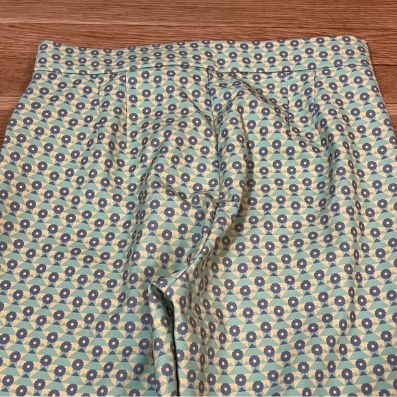 Zara Yellow Green Printed Flare Pants Bottoms S - Picture 7 of 11
